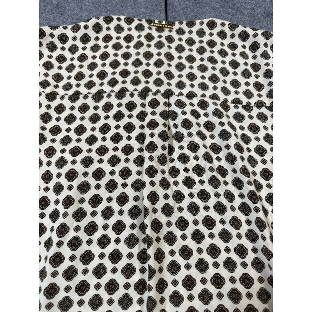 Michael Kors Blouse Top Women's Small Multicolor Geometric Split Neck Pullover